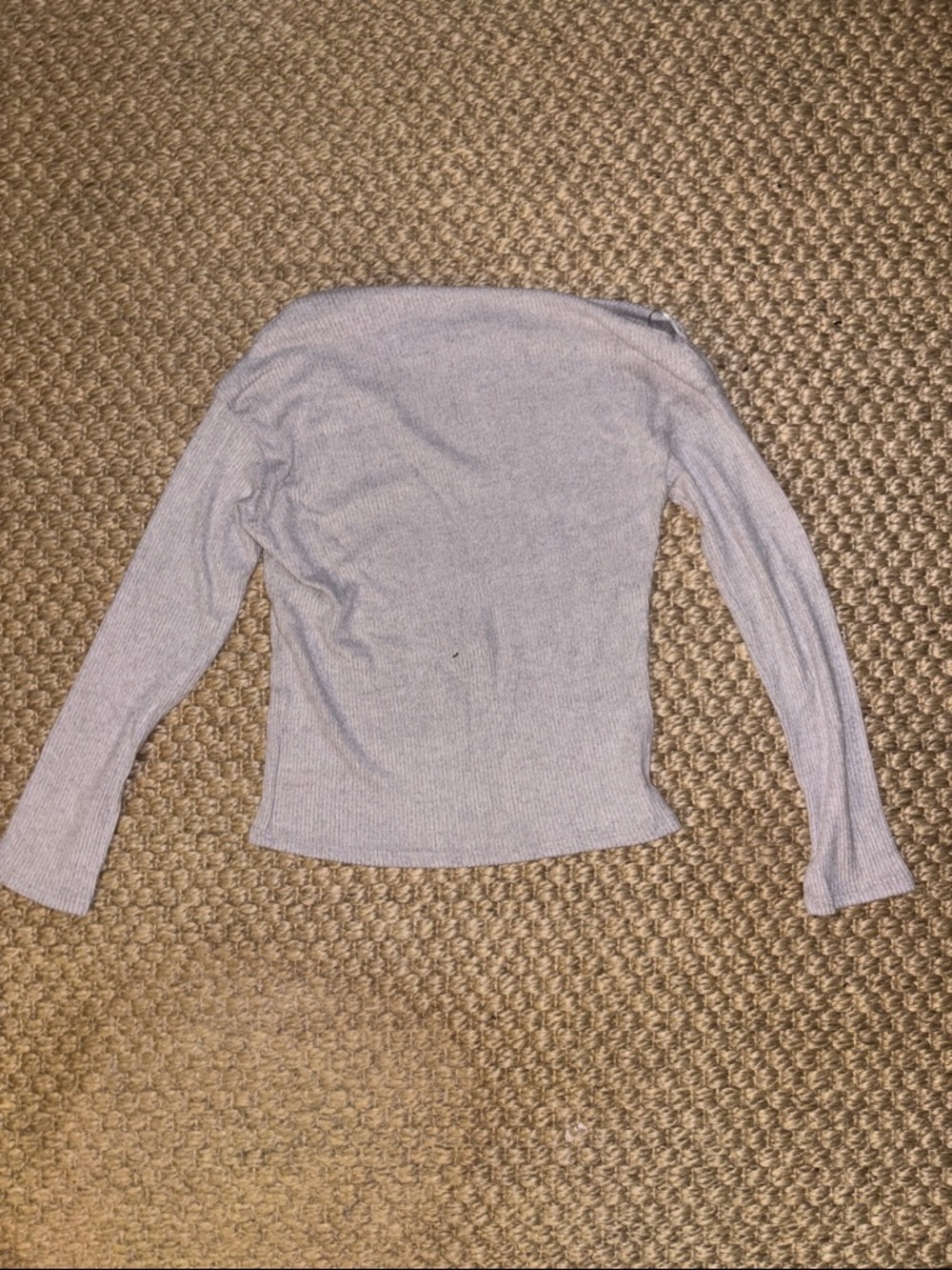 Lush Light Gray Off-the-Shoulder Ribbed Sweater - Picture 5 of 5
